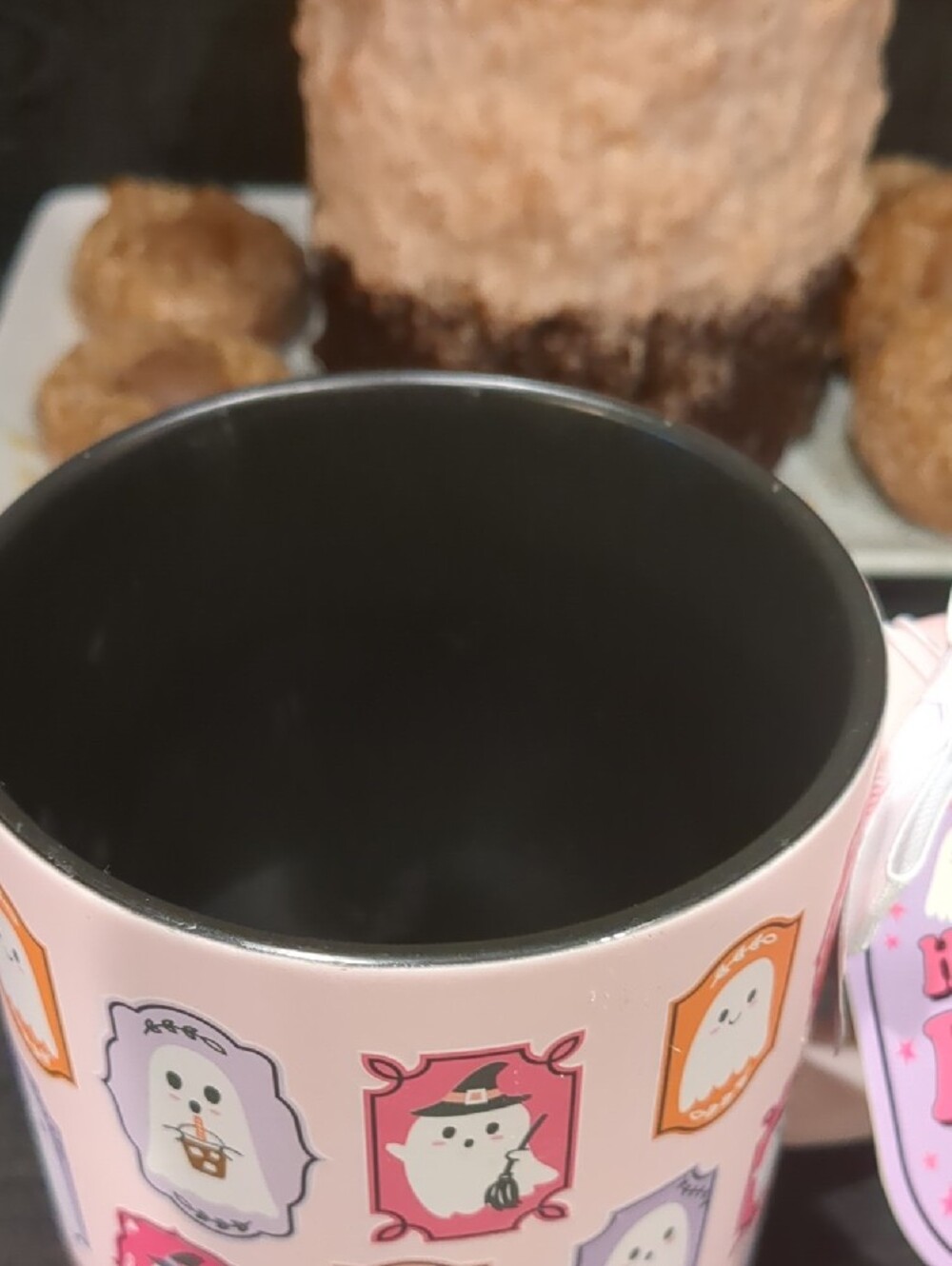 Emily Dumas Pastel Pink Ghost Soft Touch Mug 16oz Hello Bootiful  (As-is) - Picture 4 of 8
